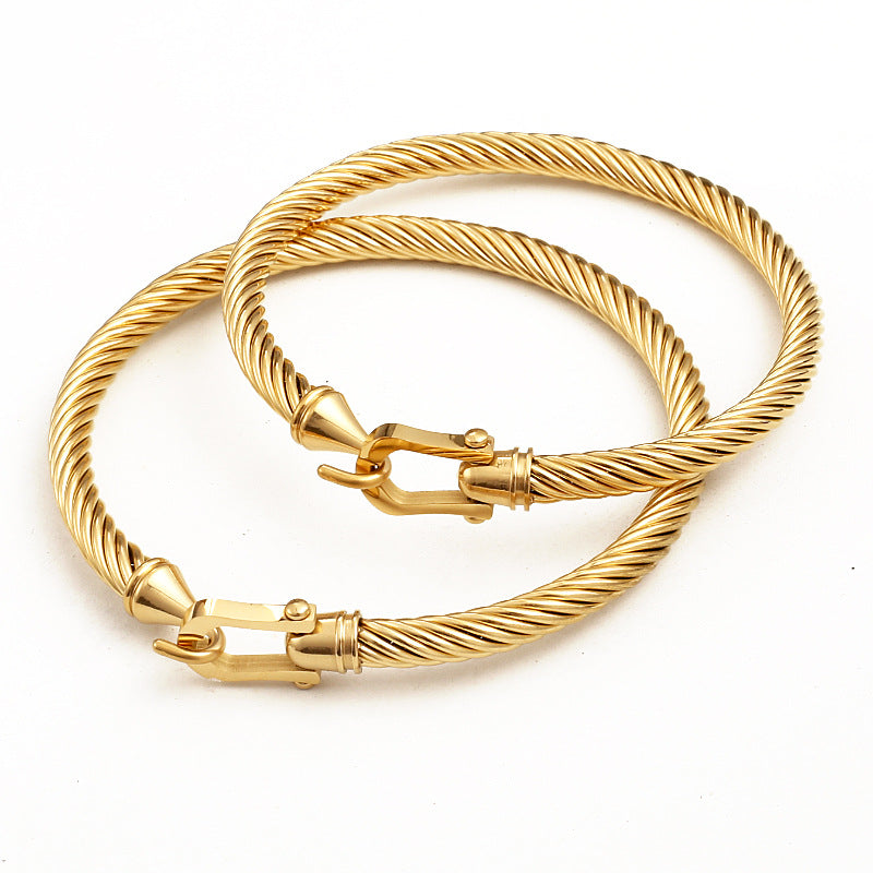 Wholesale Horseshoe Buckle Titanium Steel Cable Twisted Wire Bracelet
